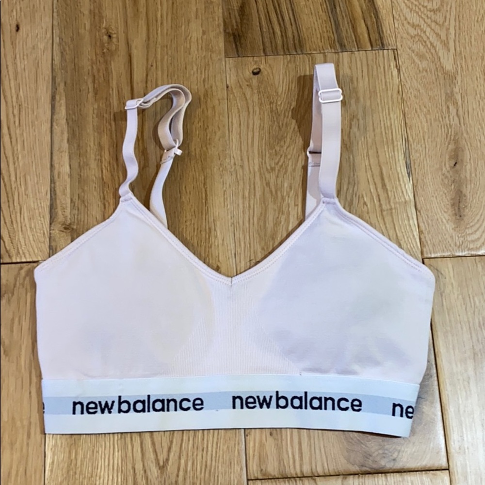 baby pink new balance sports bra